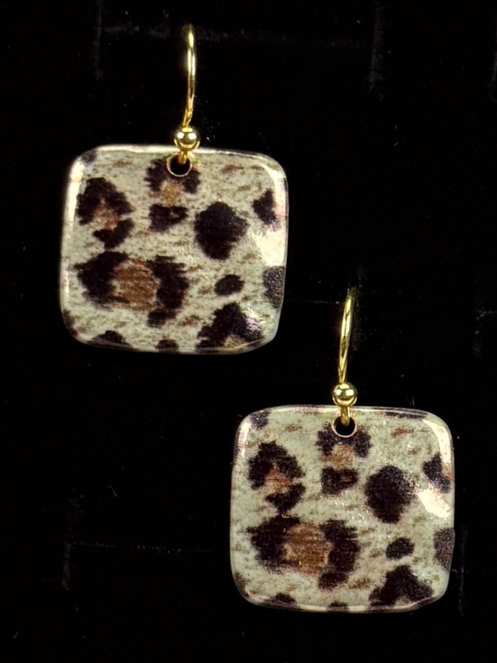 Vintage goldtone animal prints, metal pierced earrings